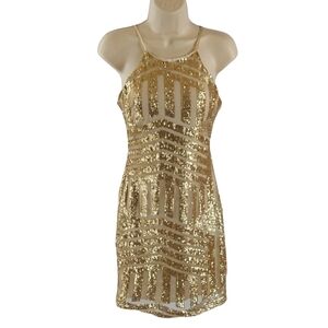 Sequin Hearts gold sequined party dress CLEARANCE